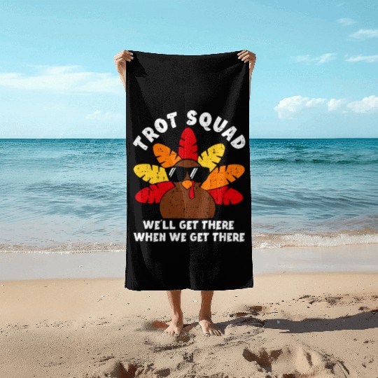 Turkey Trot Squad Race Funny Thanksgiving Running Beach Towels