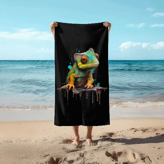 Cute Chameleon for Lizard Pet Lover Beach Towels