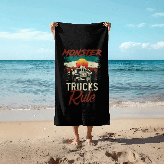 Monster Trucks And Mountain Adventures Beach Towels