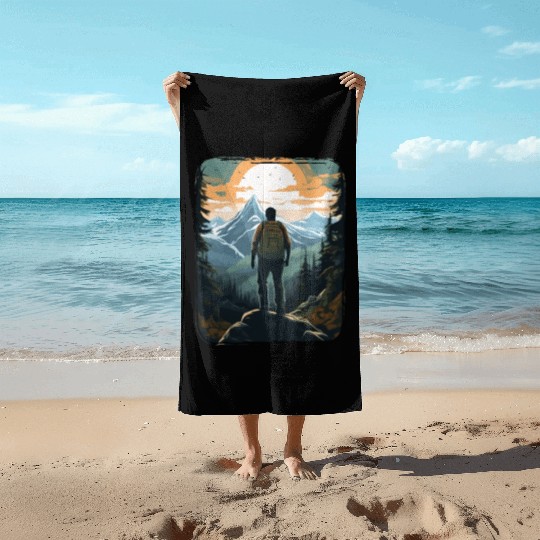 Forest nature trekking adventure Beach Towels