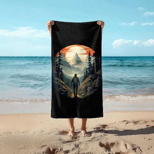 Forest nature trekking adventure Beach Towels