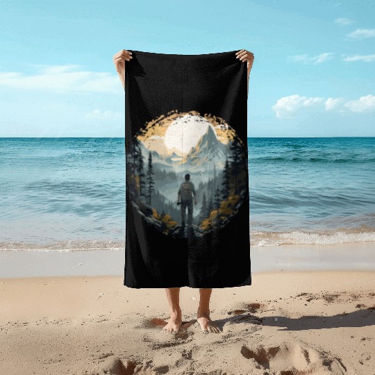 Forest nature trekking adventure Beach Towels