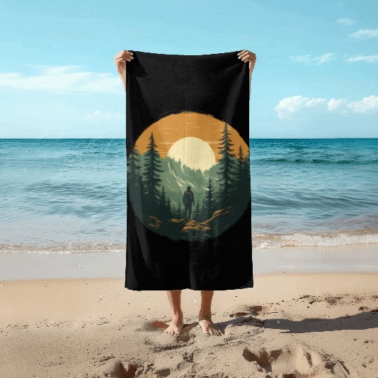 Forest nature trekking adventure Beach Towels