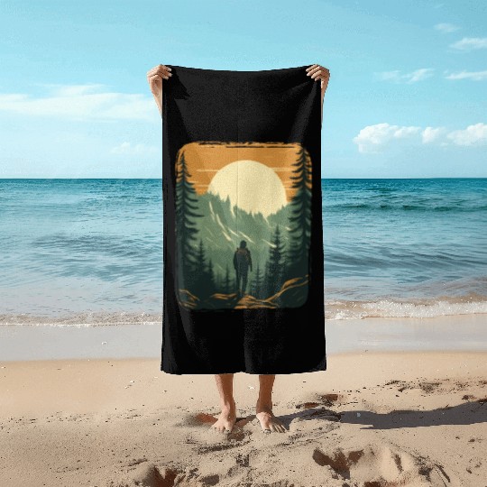 Forest nature trekking adventure Beach Towels
