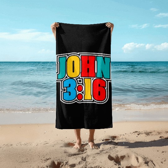 John 3:16 Love Jesus Bible Text Christian Beach Towels