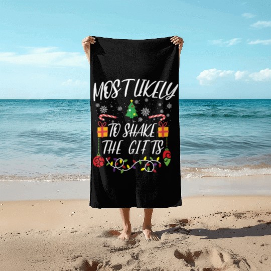 Most likely to Christmas Family Matching Beach Towels