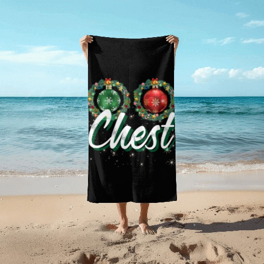 Chest Nuts Christmas Couple Funny Matching Beach Towels