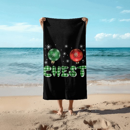 Chest Nuts Christmas Couple Funny Matching Beach Towels