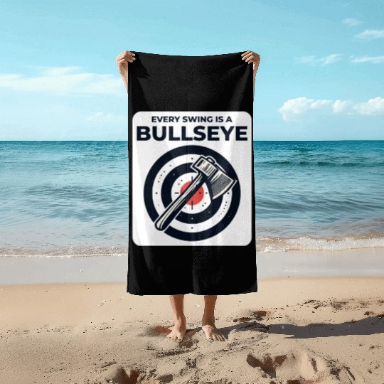 Axe Throwing Axe Thrower Lumberjack Funny Bullseye Beach Towels