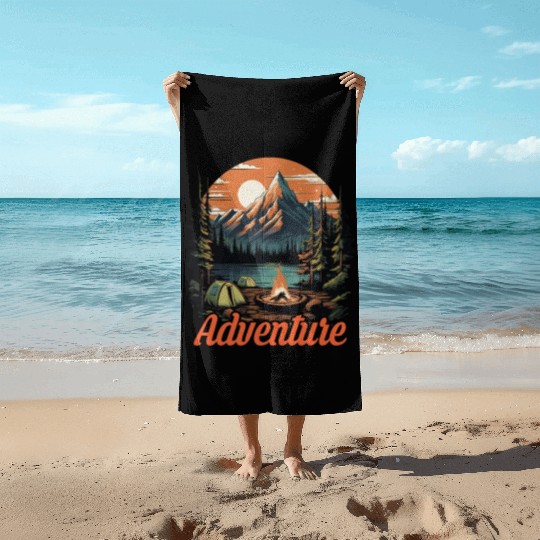 Forest nature trekking adventure Beach Towels