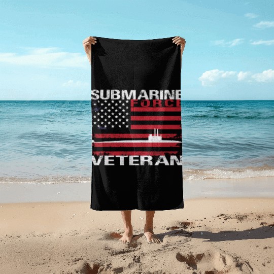 Submarine Force Veteran Usa Flag White Stars Beach Towels