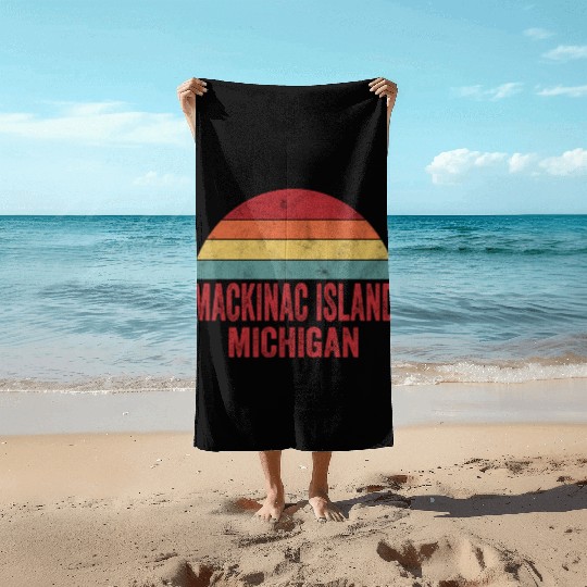 Vintage Mackinac Island Michigan Beach Towels