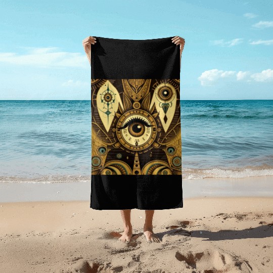 Abstract New Age 1920s Steampunk Design Beach Towels