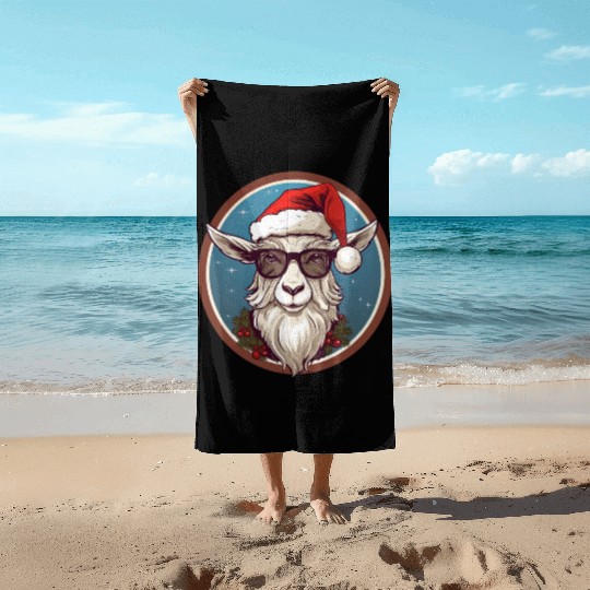 Goat Christmas Beach Towels