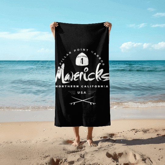 Mavericks Pillar Point California Beach Towels
