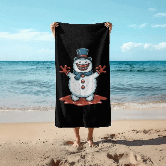 frosty snowman creepy Beach Towels