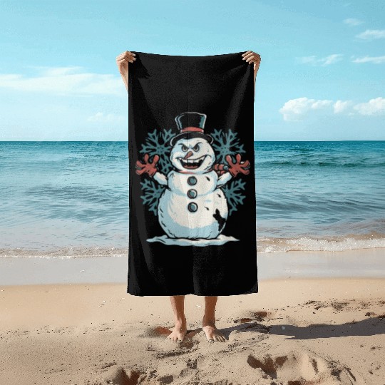 frosty snowman creepy Beach Towels