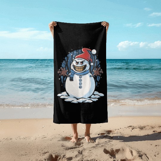 frosty snowman creepy Beach Towels