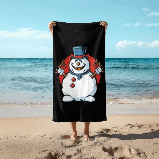 frosty snowman creepy Beach Towels