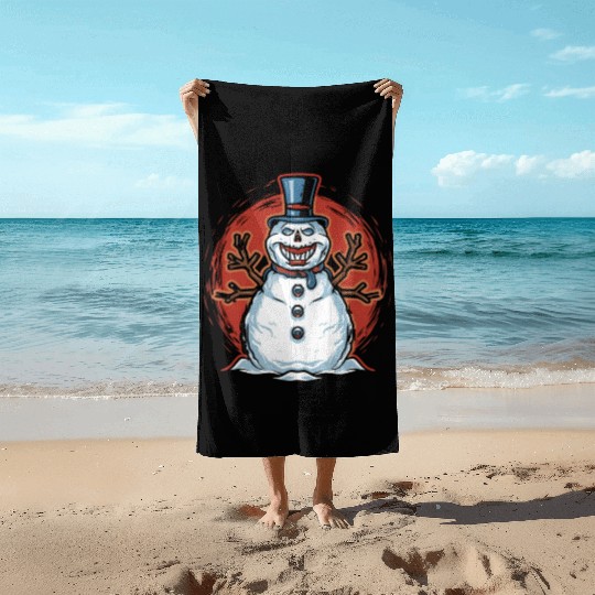 frosty snowman creepy Beach Towels