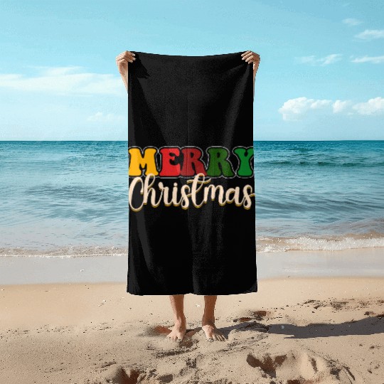 Merry Christmas, Santa Claus, Xmas Season Blessed Beach Towels