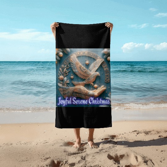 Joyful Serene Christmas. Beach Towels