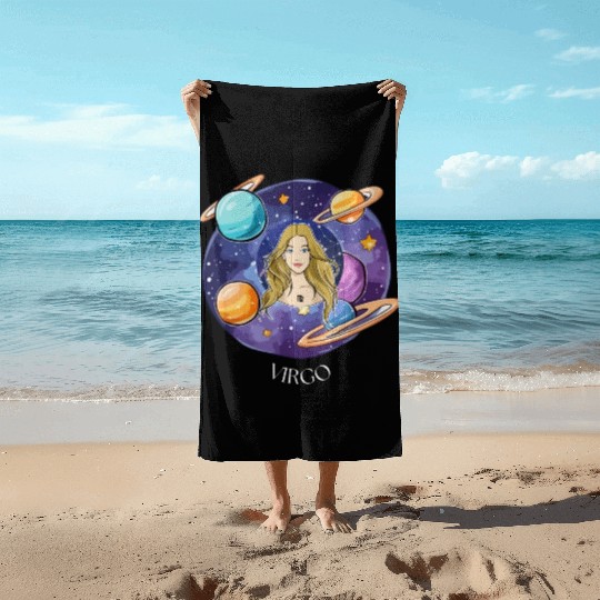 Virgo zodiac sign Beach Towels