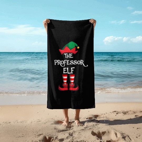 Professor Elf Matching Family Christmas Teacher Beach Towels