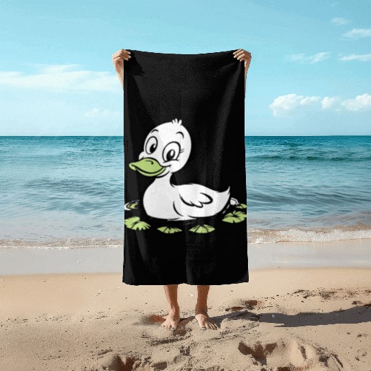 Cute duck swimming in a swamp Beach Towels