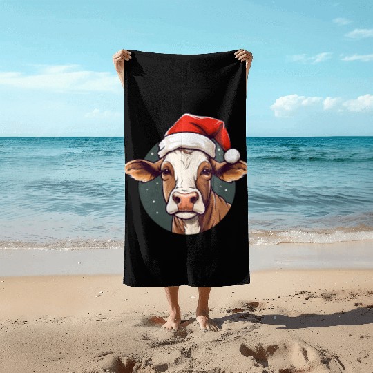 Cow Christmas Beach Towels