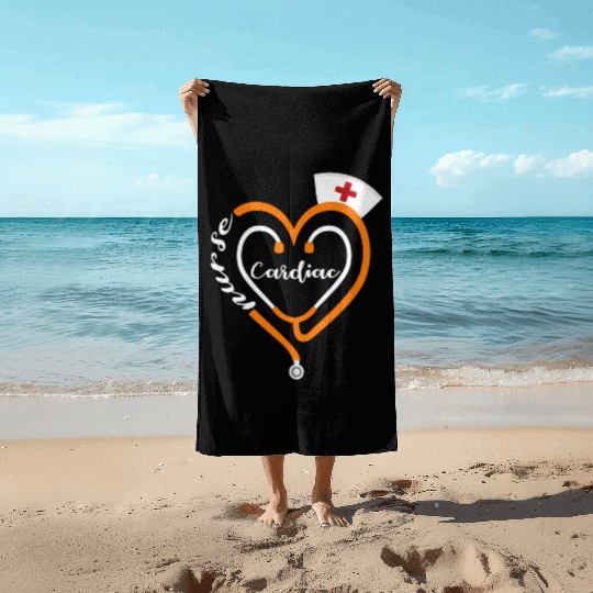 Cardiac Nurse Halloween Stethoscope He Rn Beach Towels