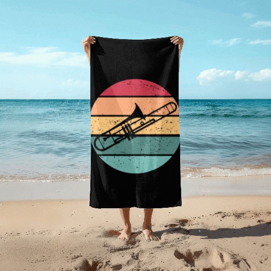 Trombone Sunset Trombone Player School Band Beach Towels