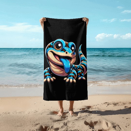 Lizard Collector Reptile Lover Blue Tongue Skink Beach Towels