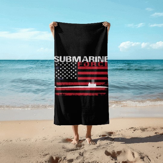 Submarine Force Usa Flag White Stars Beach Towels