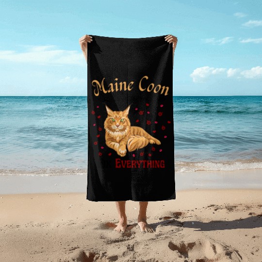 Maine Kisses Fix Everything Cute Maine Cat Lover Beach Towels