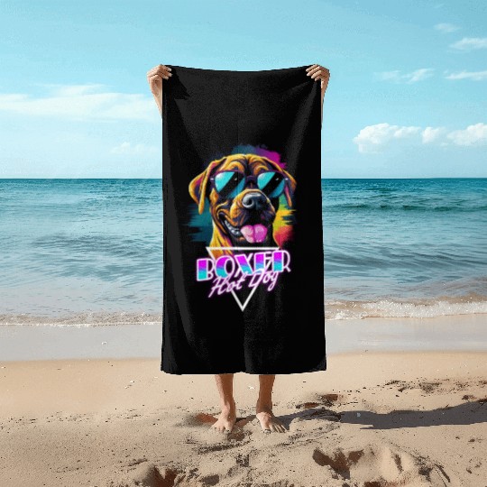 Retro Wave Boxer Hot Dog Beach Towels