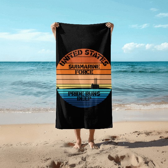 Sunset Us Submarine Force Pride Runs Deep Beach Towels