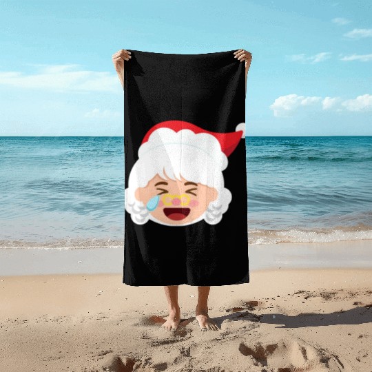 Mrs Claus Emoticons Cry Laughing Loud Christmasmrs Beach Towels
