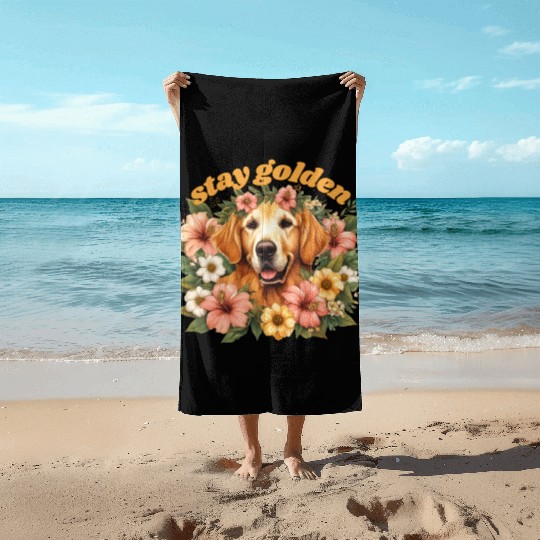 Dog Lovers Golden Retriever Beach Towels
