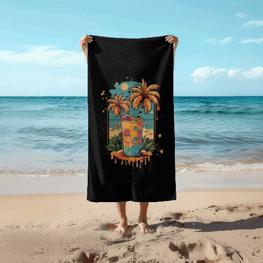 Tropical Bliss: Beach Cocktail Vibes Beach Towels