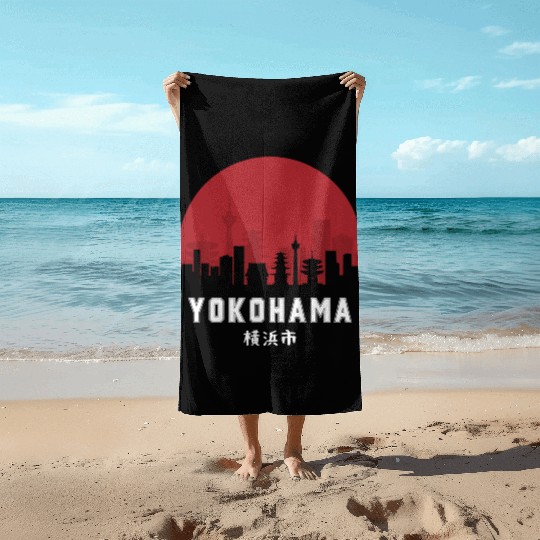 Yokohama Typography Beach Towels - Urban Statement