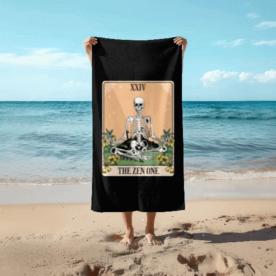 Funny Tarot Card Yoga Meditation Zen Beach Towels