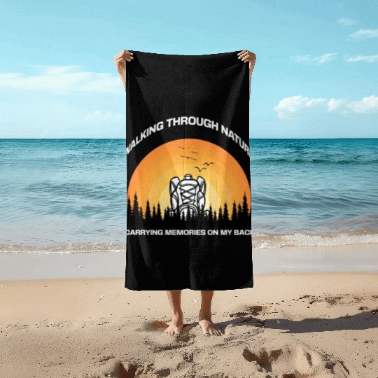 Walking through nature Beach Towels