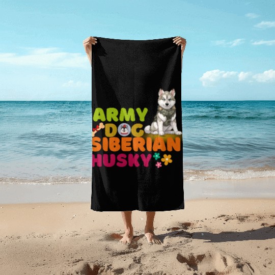 Siberian Husky Dog Husky Dog Lovers Beach Towels