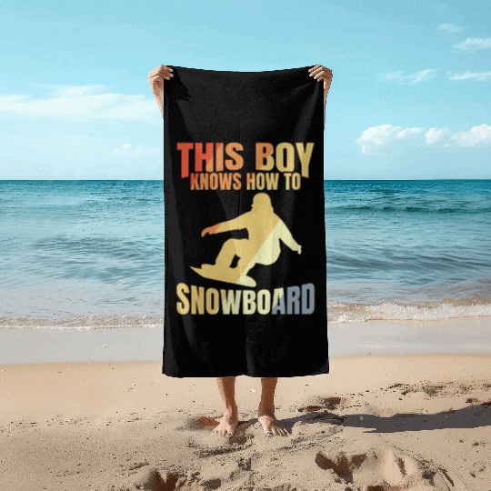Funny Snowboarding Boy Beach Towels