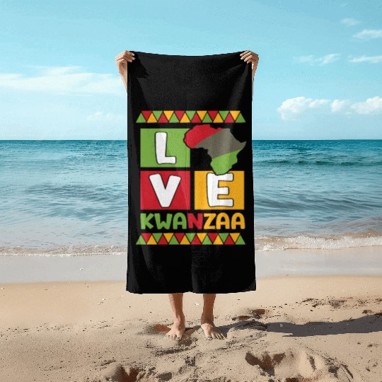 Happy Kwanzaa Vibes Black Heritage Holiday Beach Towels