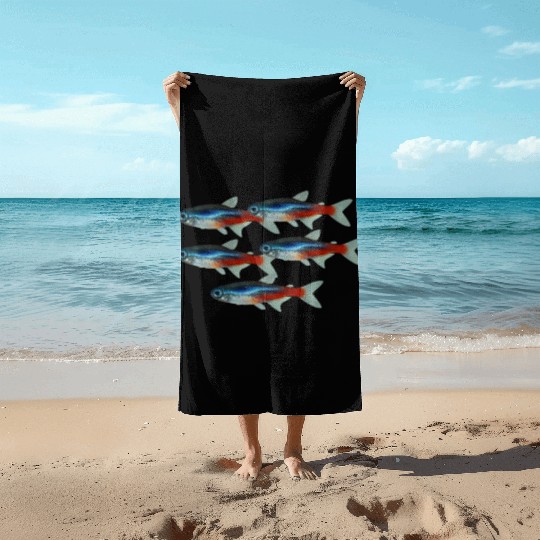 Neon Tetra Fish Bright Color Freshwater Sea Life Beach Towels