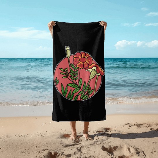Mexican Marigold Nature Lover Gift Beach Towels