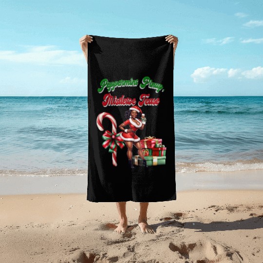 Peppermint Pinup, Mistletoe Tease Beach Towels