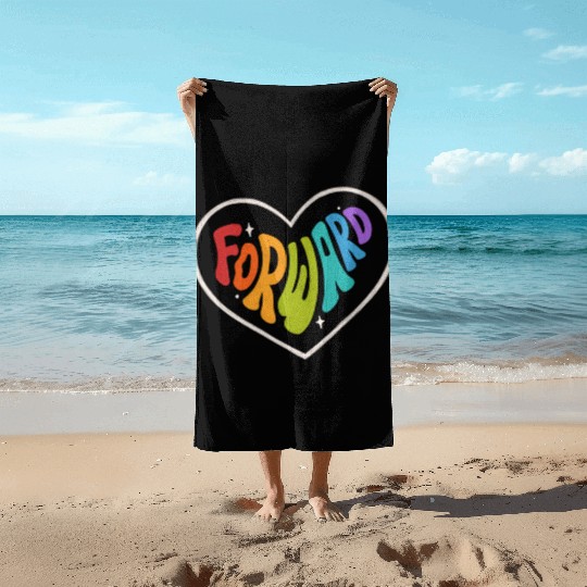 Forward Rainbow Pride Color Motivation Heart Beach Towels